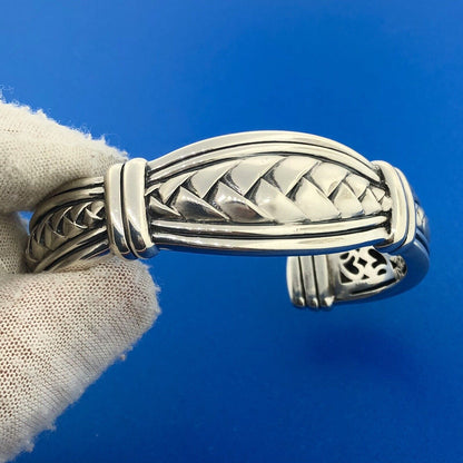 Designer Scott Kay 925 Sterling Silver Basket Weave Knot Statement Cuff Bracelet