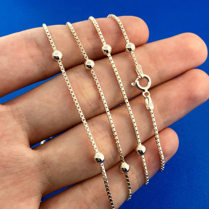 Designer Itaor Italy Sterling Silver 925 Bead Ball Station Venetian Box Necklace