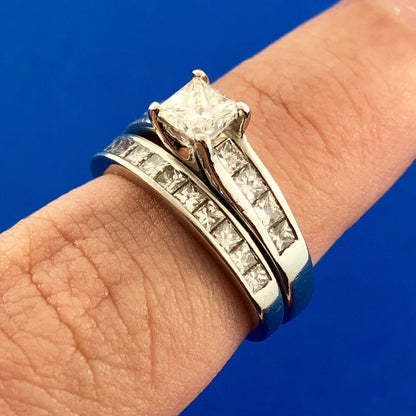 Stunning Platinum 950 Princess Diamond Engagement Ring Wedding Band Set