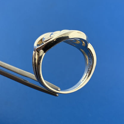 Designer LT Sterling Silver 925 Modernist Open Crop Circle Swirl Statement Ring