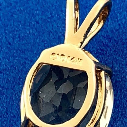 Designer 14K Yellow Gold Oval Seafoam Green Tourmaline Charm Pendant