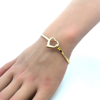MWS 925 Sterling Silver Gold Vermeil Heart Love Anniversary Bangle Bracelet