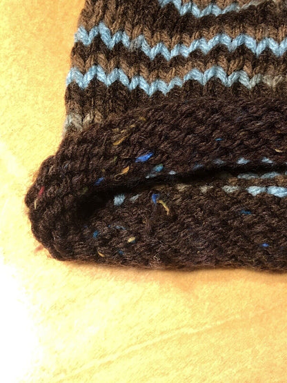 Hand Crocheted Knitted Blue Brown Newborn Baby's Two Piece Pod Hat Photography