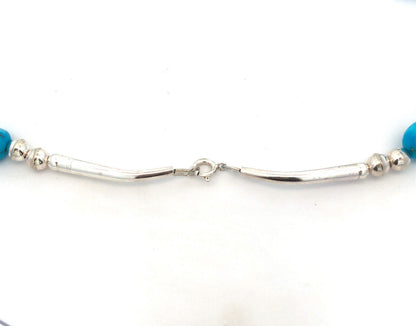 Native American 925 Sterling Silver Turquoise And Silver Ball Beads Necklace