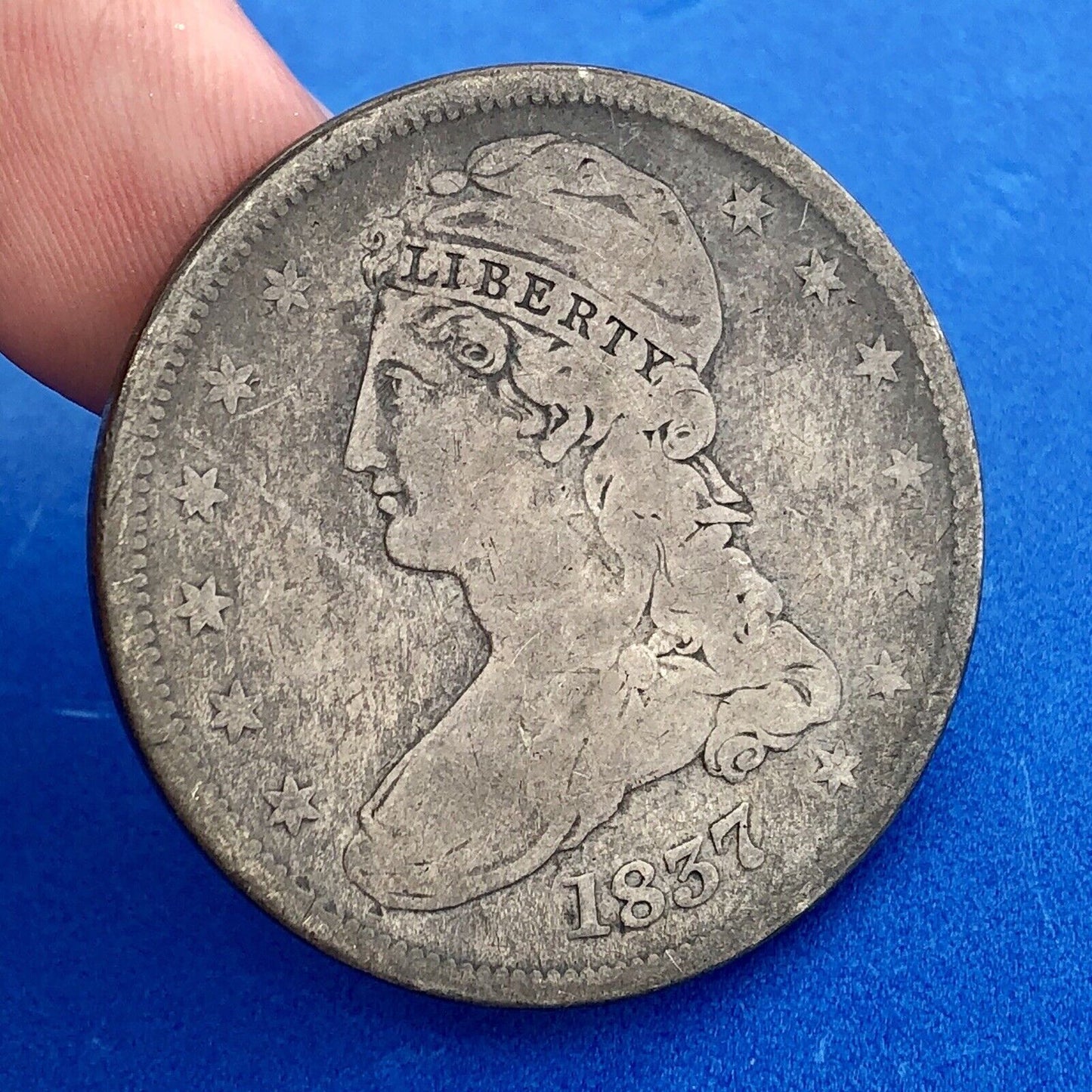 1837 P Capped Bust Reeded Edge Silver Half Dollar 50 Cents Two Year Type Coin