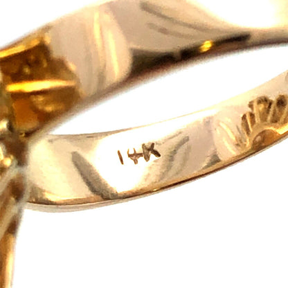 14K Yellow Gold Oval Orange Citrine November Anniversary Statement Cocktail Ring