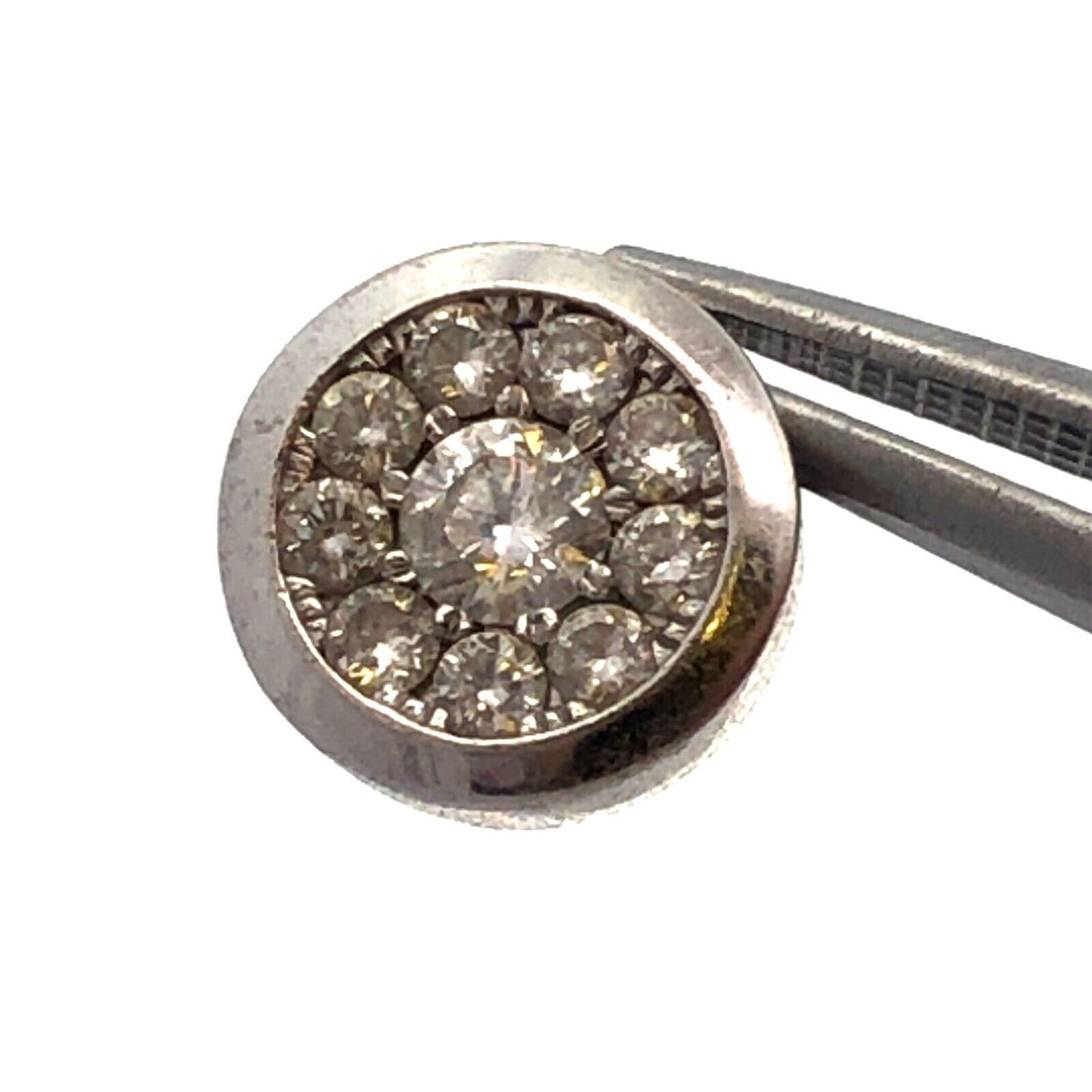 Designer 14K White Gold Round Diamond Cluster Round Slide Pendant