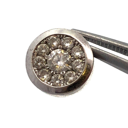 Designer 14K White Gold Round Diamond Cluster Round Slide Pendant