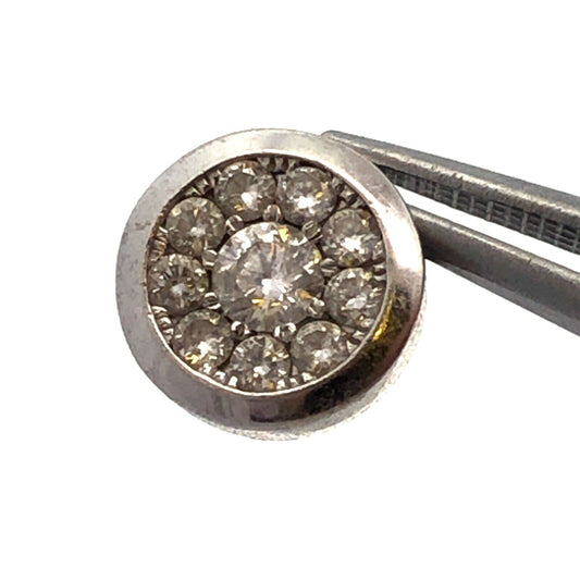 Designer 14K White Gold Round Diamond Cluster Round Slide Pendant