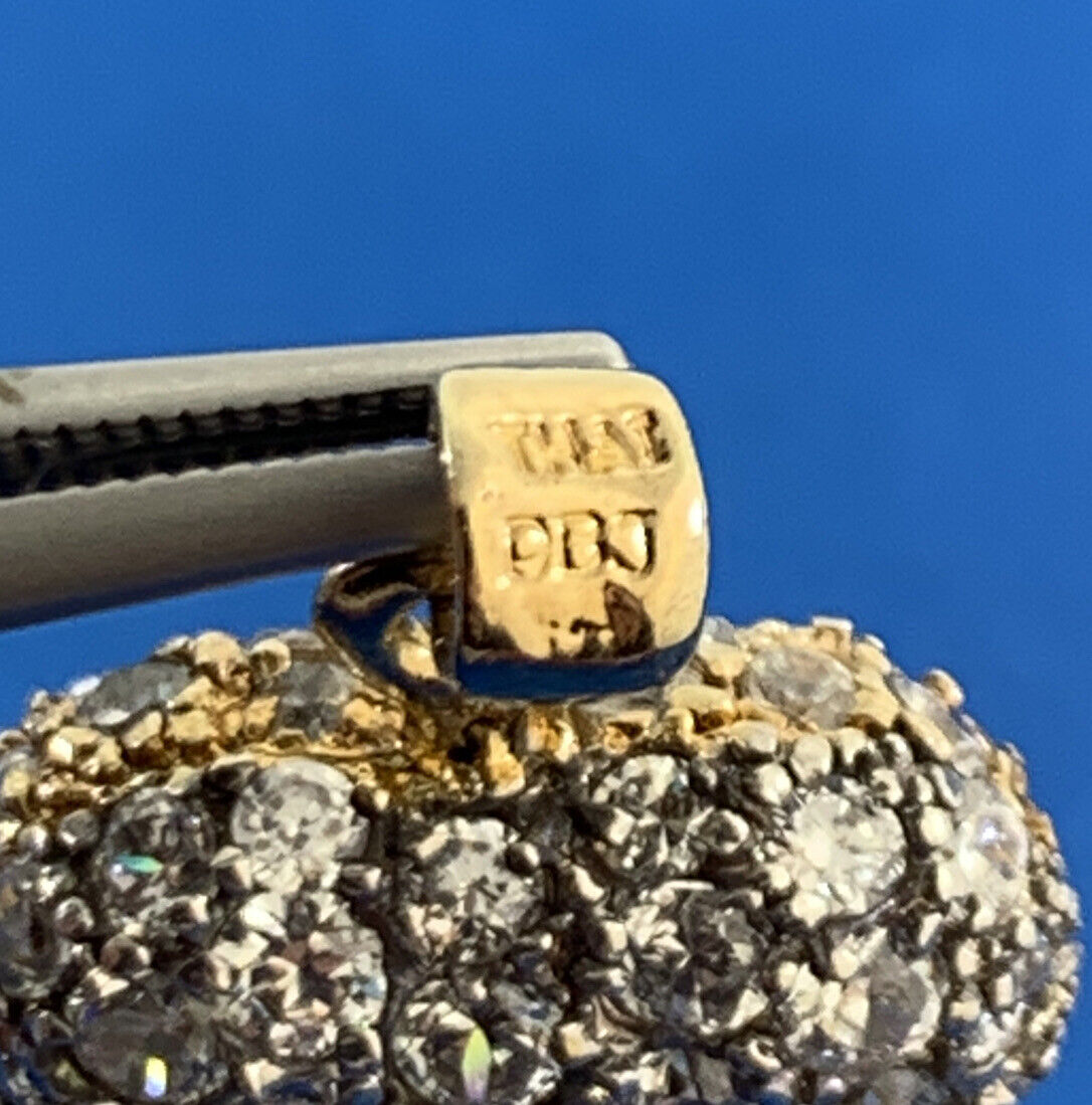 Designer DBJ 925 Sterling Silver Vermeil Cubic Zirconia Cluster Heart Pendant