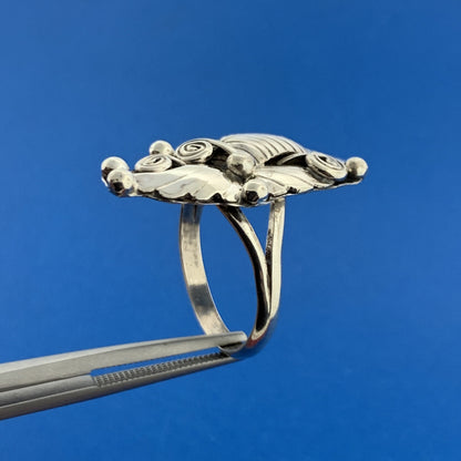 Designer TC Sterling Silver 925 Floral Leaf Small Finger Ring Size 8.75