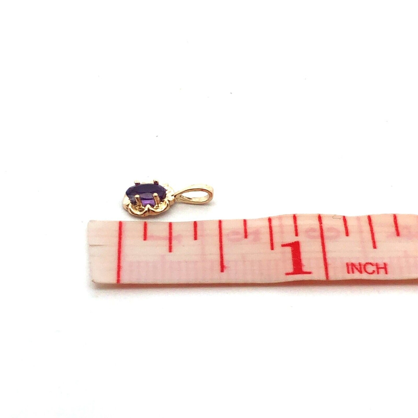 Designer PJ 14K Yellow Gold Oval Purple Amethyst Soliatire Flower Charm Pendant