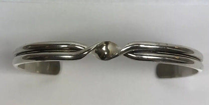 Vintage Sterling Silver 925 Modernist Twist Open Cuff Bracelet