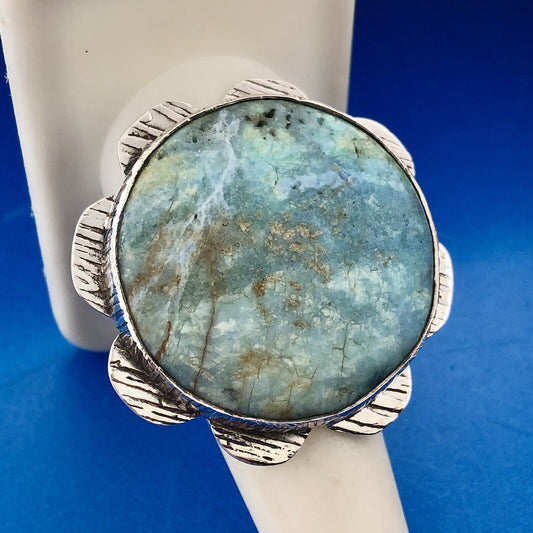 Vintage Native American Artisan 925 Sterling Silver Turquoise Statement Ring