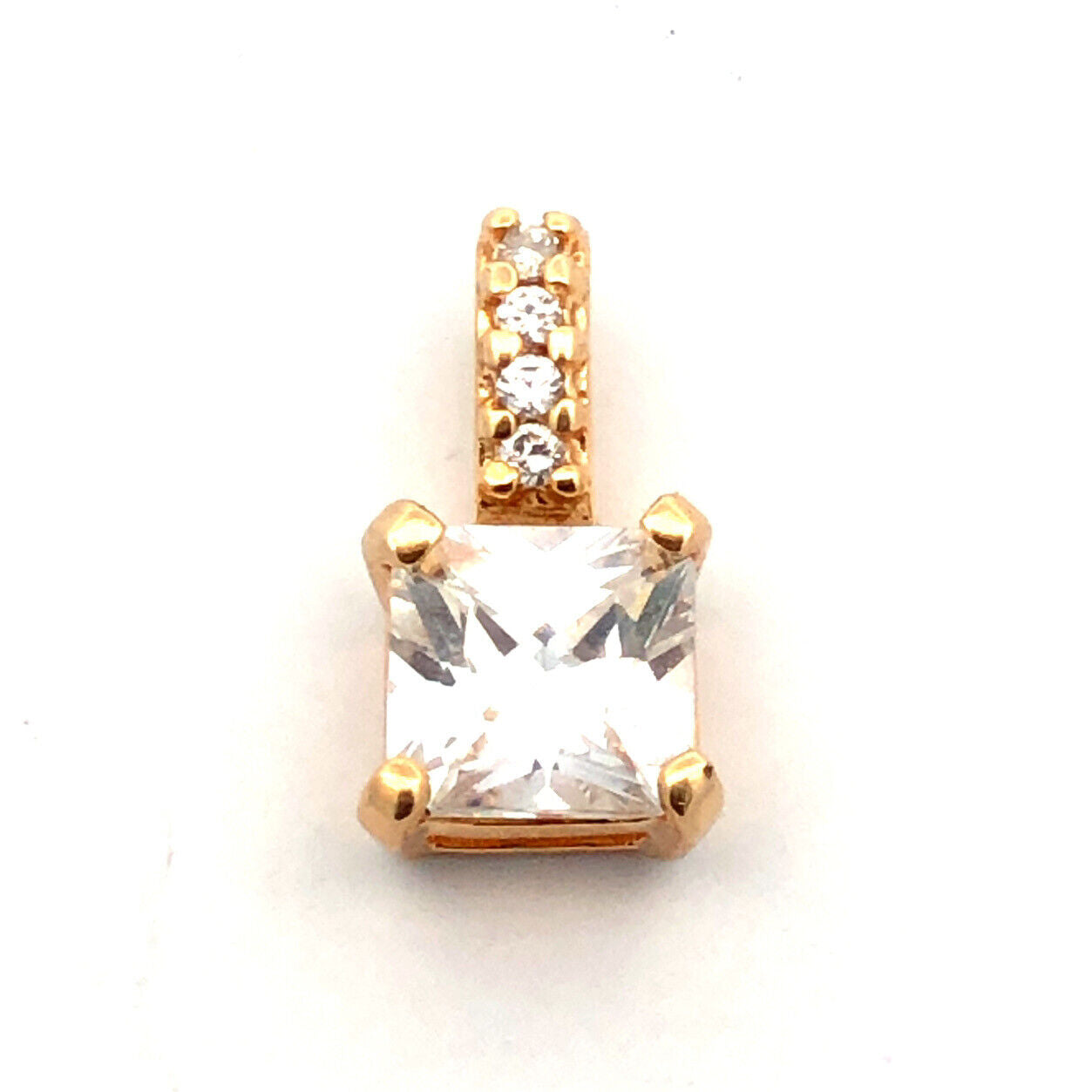 Designer 925 Sterling Silver Vermeil Princess Cubic Zirconia CZ Charm Pendant