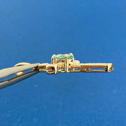 Designer 14K Yellow Gold Blue Tourmaline Diamond Accented Cross Pendant