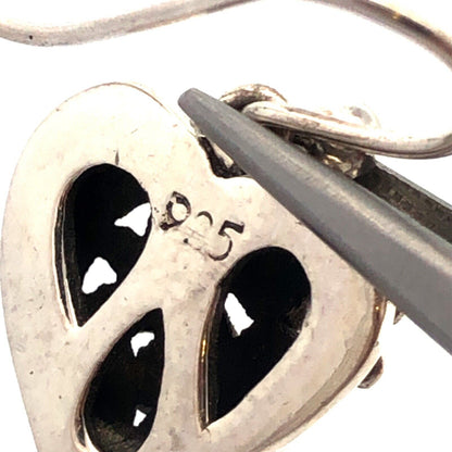Vintage 925 Sterling Silver Scroll Swirl Puffy Heart Hook Dangle Earrings