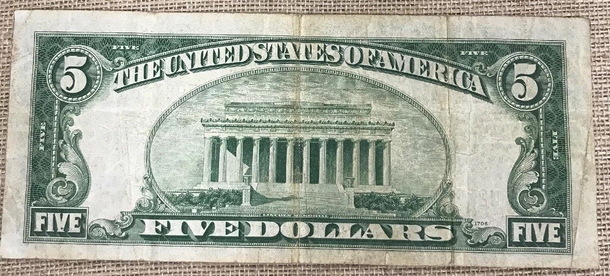 1934 C $5 United States Silver Certificate Julian/Snyder Fr. 1653