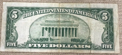 1934 C $5 United States Silver Certificate Julian/Snyder Fr. 1653