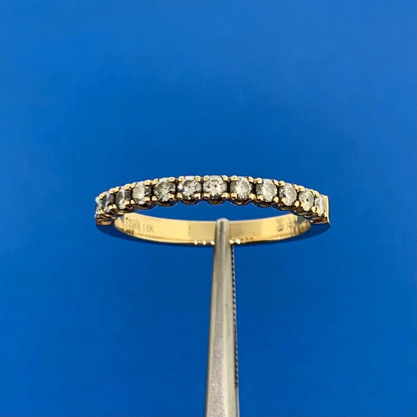 Romance 18K Yellow Gold Diamond Wedding Anniversary Band Stackable Ring