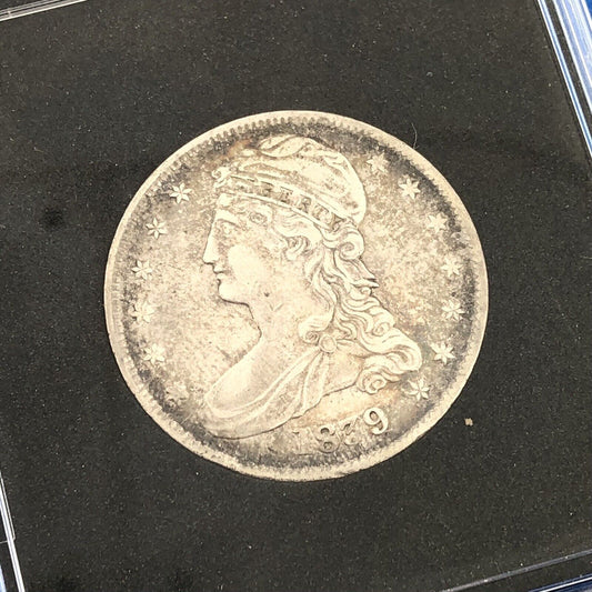 1839 Capped Bust Silver Half Dollar 50c Reeded Edge Ungraded Extra Fine Coin