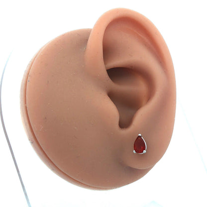 925 Sterling Silver Pear Cut Orange Cubic Zirconia CZ Stud Earrings