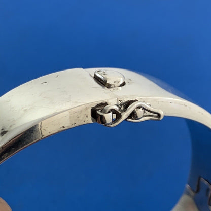 Sigfrido Pineda Taxco Modernist Sterling Silver Tigers Eye Hinged Cuff Bracelet