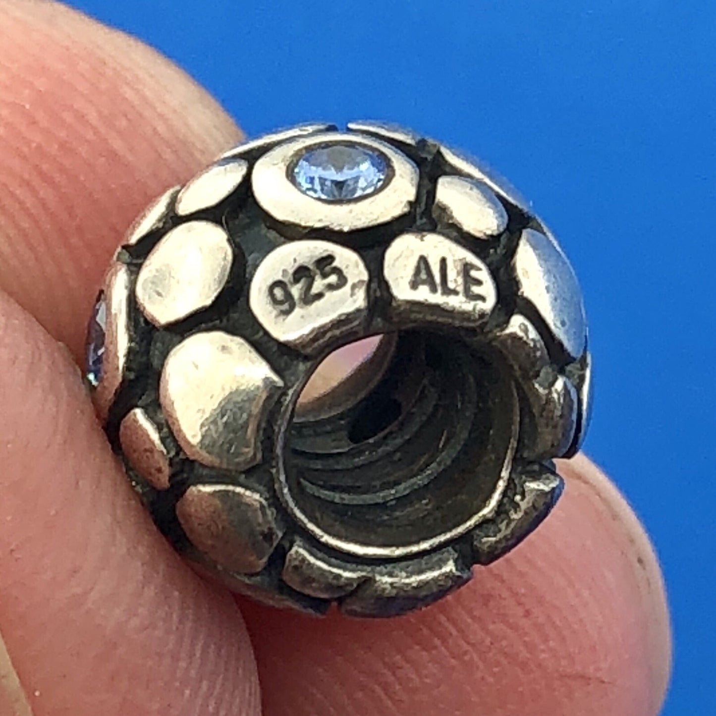 Authentic PANDORA ALE Sterling Silver Blue CZ Bubbles 790329CZB Charm Retired