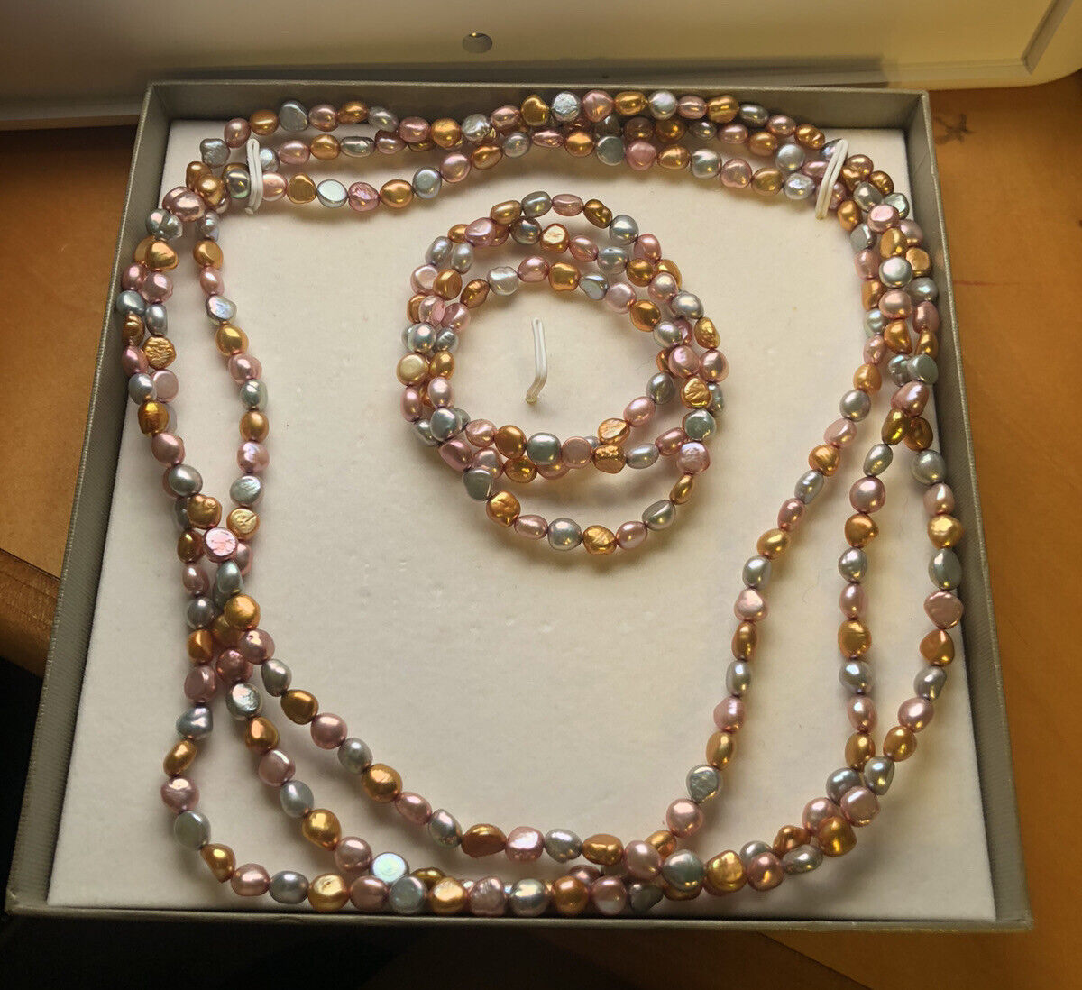 Honora Gold Silver Pink Pearl 4 Piece Statement 3 Bracelet 1 Necklace Lot