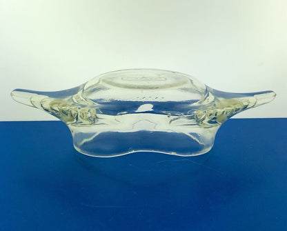 Mid Century Glass Bake Patent 124842 Clear Glass Stuffed Crab Mold Dish
