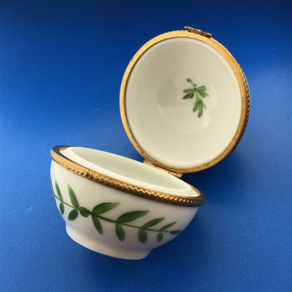 Vintage Limoges Hand Painted Porcelain Floral Round Paris Hinged Trinket Box