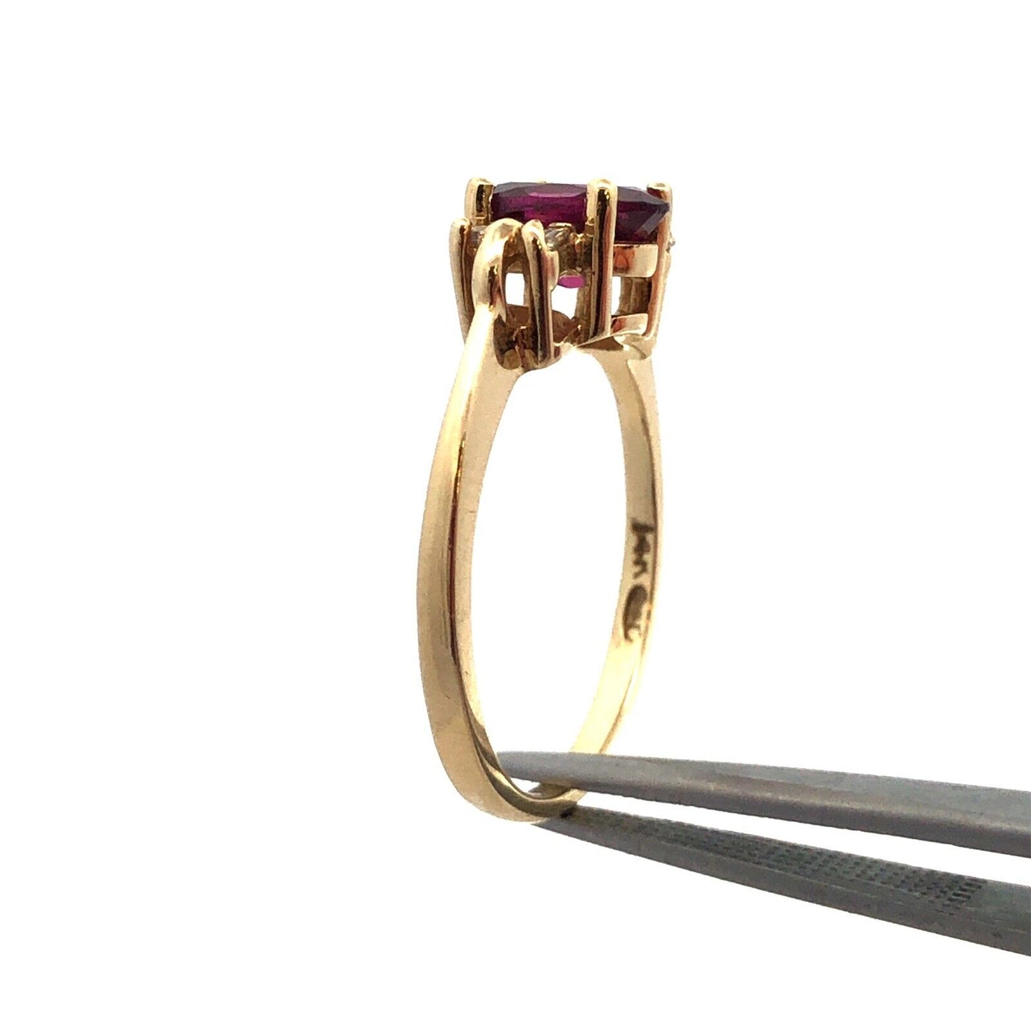Designer SBT 14K Yellow Gold Oval Pink Tourmaline Diamond Accent Cocktail Ring