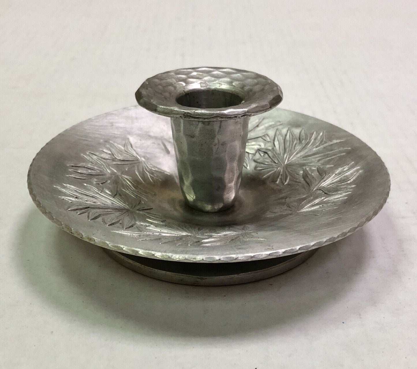 Vintage Everlast Pair Bali Bamboo Pattern Hand Forged Aluminum Candle Holders
