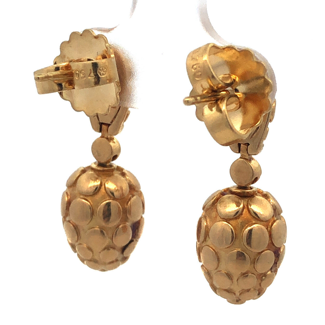 John Hardy 18K Yellow Gold Dot Pebbled Statement Drop Dangle Earrings