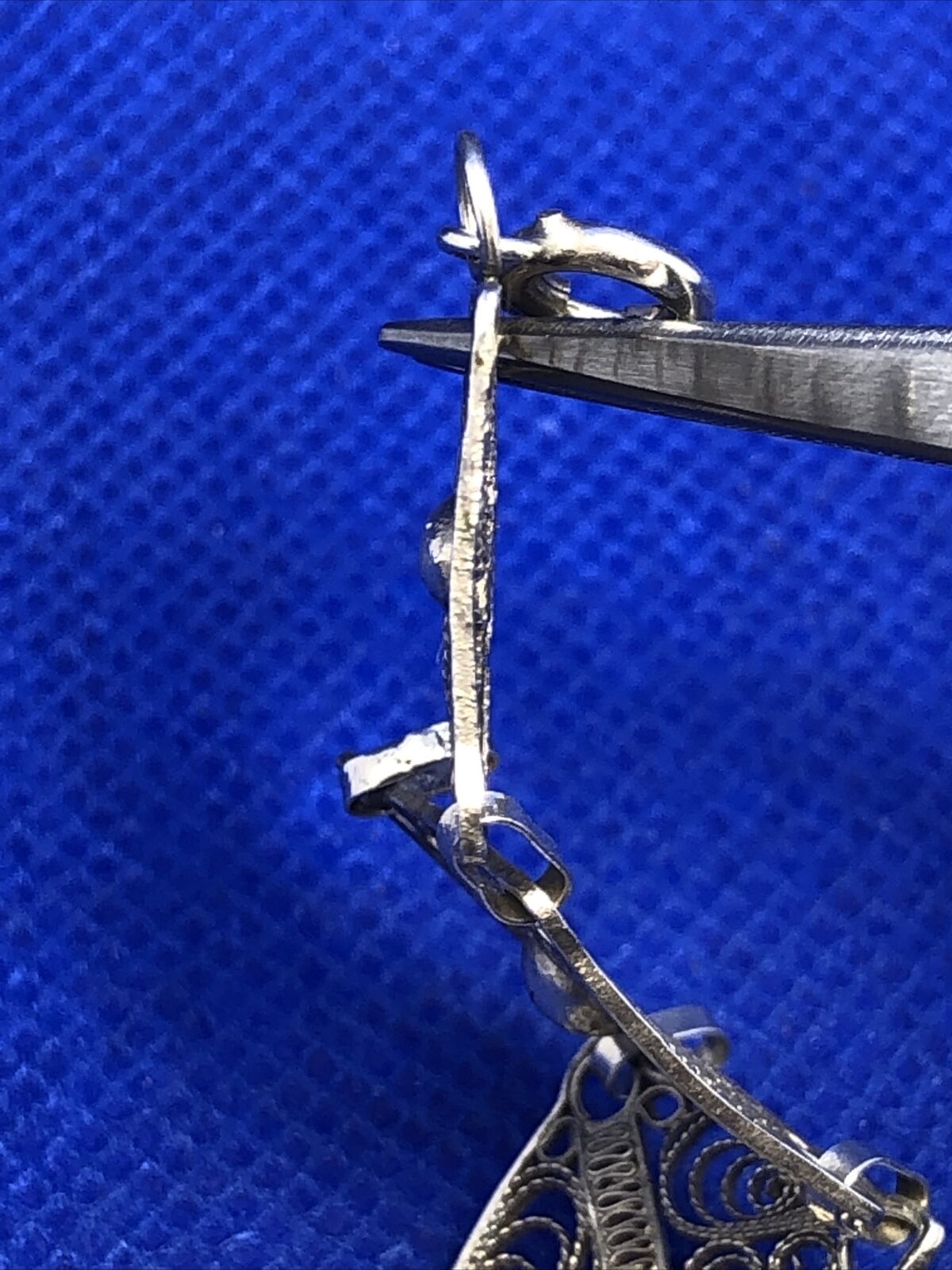 Vintage 925 Sterling Silver Beaded Filigree Delicate Square Panel Bracelet