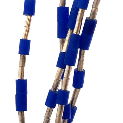 Vintage Sterling Silver Blue Lapis Lazuli Beaded 5-Strand Liquid Silver Necklace