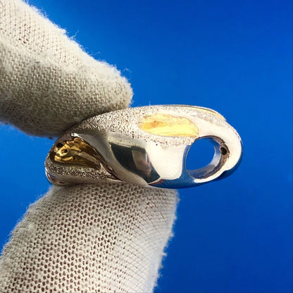 Designer Milor Italy 925 Sterling Silver Two Toned Textured Modernist Pendant