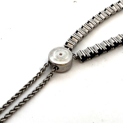 Designer DL 925 Sterling Silver Round Blue Sapphire Adjusable Tennis Bracelet