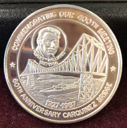 1987 Vallejo Numismatic Society 400th Meeting/60th Anniv Carquinez Bridge .999