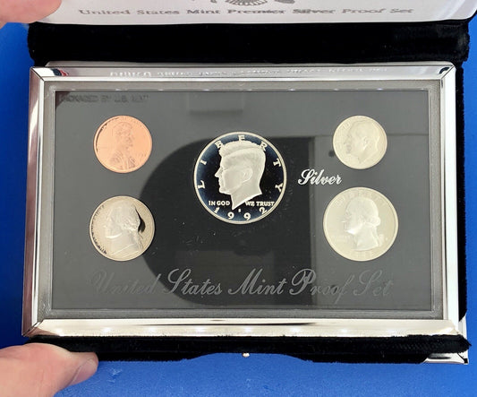 1992 S United States Mint Premier Silver Proof Set 5 Gem Coins OMP/COA