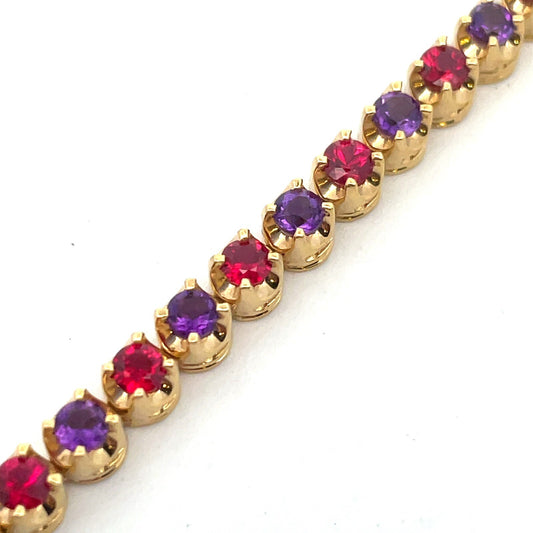 Ross Simons 18K Yellow Gold Custom Amethyst Ruby Statement Tennis Bracelet