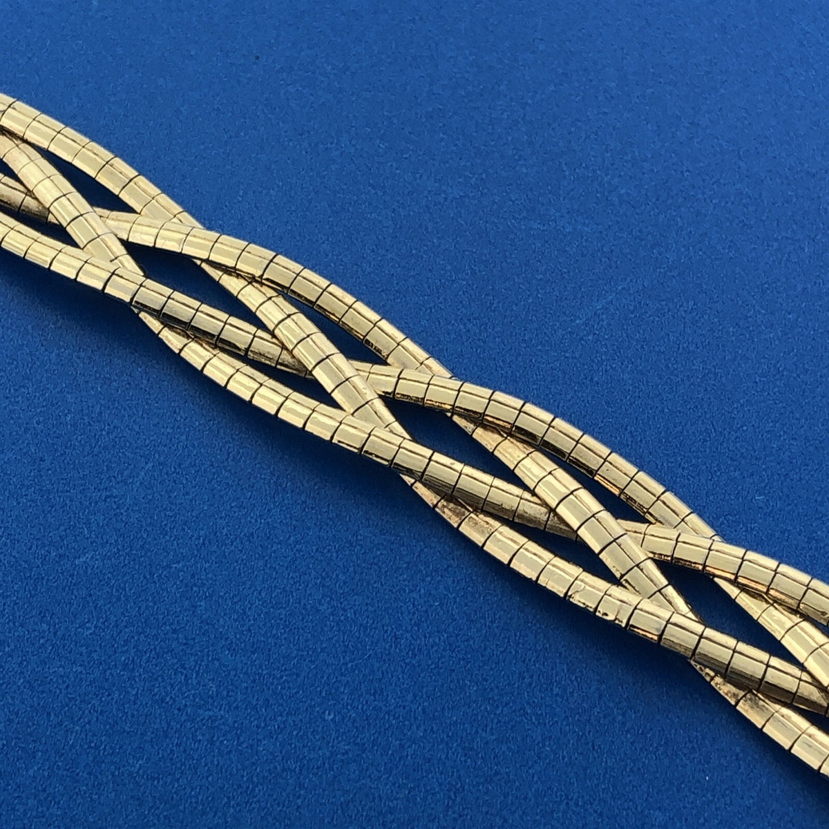 Sterling Silver 925 Vermeil Gold Tone Blue Sapphire Floral Clasp Woven Bracelet