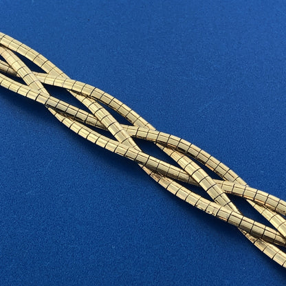 Sterling Silver 925 Vermeil Gold Tone Blue Sapphire Floral Clasp Woven Bracelet