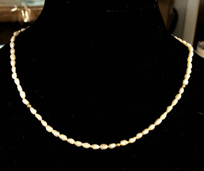 Estate 14K Yellow Gold Baroque Pearl Gold Bead Necklace
