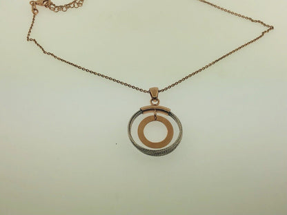 Dyadema Italy Sterling Silver Rose Wash Two Toned Life Infinity Circle Necklace