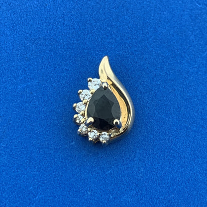 Designer 925 Sterling Silver Vermeil Blue Pear Shaped Cubic Zirconia CZ Pendant