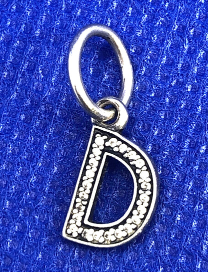 Retired PANDORA ALE 925 Sterling Silver Cubic Zirconia Initial D  791316CZ Charm