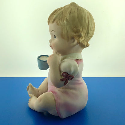 Vintage Lefton China Piano Baby Girl Statue KW03499 Porcelain Statue Figurine