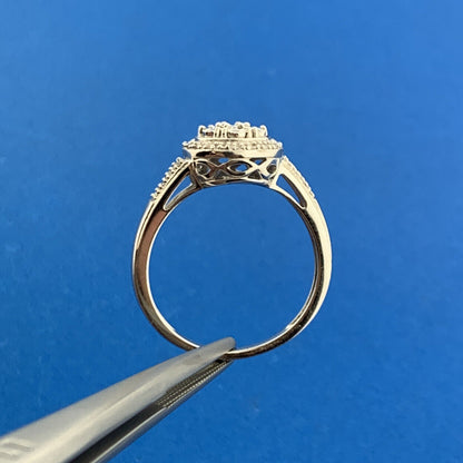 Designer 925 Sterling Silver Diamond Cluster Engagement Anniversary Ring