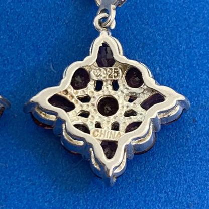 Designer 925 Sterling Silver Round & Pear Shaped Garnet Drop Leverback Earrings